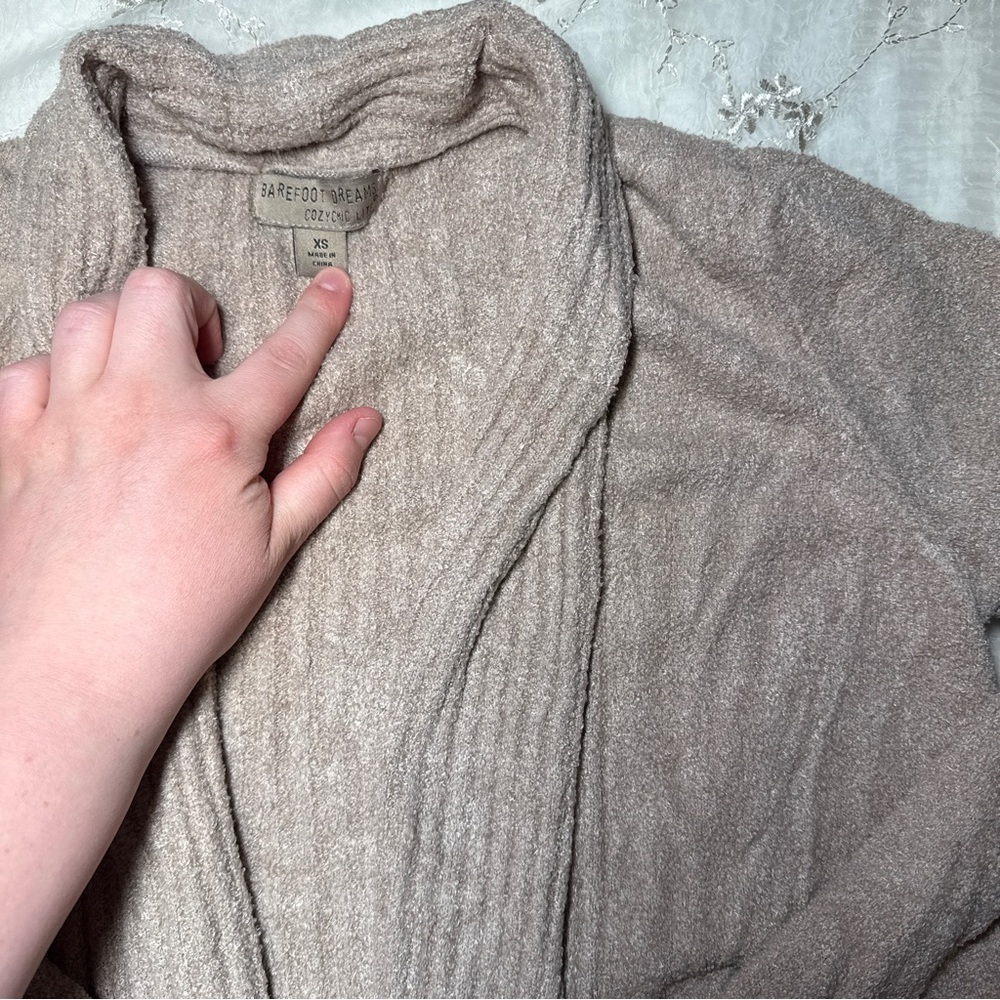 barefoot dreams cozychic lite ribbed long cardigan – size xs (nutmeg tan) - Picture 4 of 6